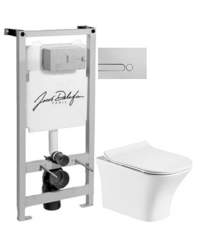 Комплект подвесной унитаз Orange C02-100W + система инсталляции Jacob Delafon E5504-NF + E4326-CP