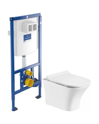 Комплект подвесной унитаз Orange C02-100W + система инсталляции Villeroy & Boch 92246100