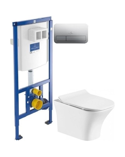 Комплект подвесной унитаз Orange C02-100W + система инсталляции Villeroy & Boch 92246100 + 92249061