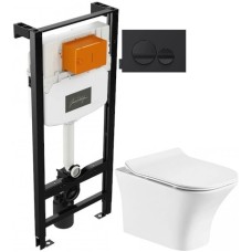 Комплект подвесной унитаз Orange C02-100W + система инсталляции Jacob Delafon E24156-NF + E20859-7-BMT