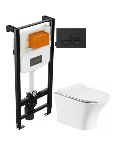 Комплект подвесной унитаз Orange C02-100W + система инсталляции Jacob Delafon E24156-NF + E20859-7-BMT