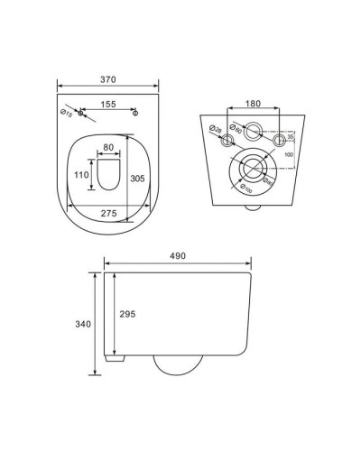 Комплект подвесной унитаз IDDIS Stone STORDSEI25 + система инсталляции Geberit 111.362.00.5 + 115.882.DW.1