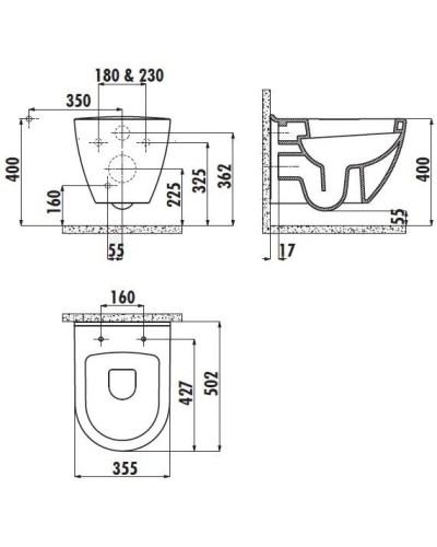 Комплект подвесной унитаз Creavit Terra TP325-11SI00E-0000 + KC0103.03.1300E + система инсталляции Geberit 111.362.00.5 + 115.882.DW.1