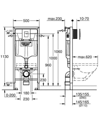 Комплект Ideal Standard Connect E803501 + E712701 + система инсталляции Grohe 38772001