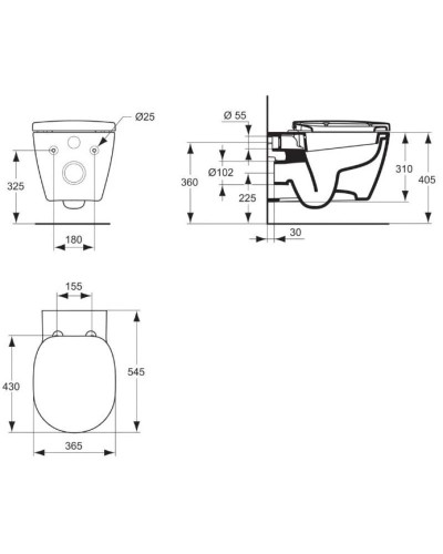 Комплект Ideal Standard Connect E803501 + E71270 + система инсталляции Jacob Delafon E24156-NF + E20859-7-BMT