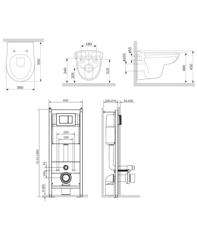 Комплект подвесной унитаз + система инсталляции AM.PM Sense IS3741700