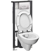 Комплект унитаза с инсталляцией Vitra S20 9004B003-7202 с сиденьем Микролифт и кнопкой смыва Хром