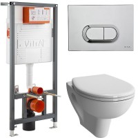 Комплект унитаза с инсталляцией Vitra S20 9004B003-7202 с сиденьем Микролифт и кнопкой смыва Хром