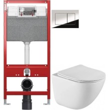 Комплект подвесной унитаз BelBagno Amanda BB051CHR + BB051SC + система инсталляции TECE 9300302 + 9240401