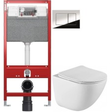 Комплект подвесной унитаз BelBagno Amanda BB051CHR + BB051SC + система инсталляции TECE 9300302 + 9240401