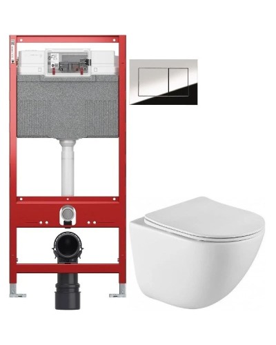 Комплект подвесной унитаз BelBagno Amanda BB051CHR + BB051SC + система инсталляции TECE 9300302 + 9240401