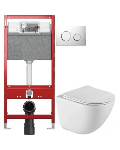 Комплект подвесной унитаз BelBagno Amanda BB051CHR + BB051SC + система инсталляции TECE 9300302 + 9240921