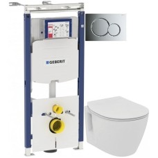 Комплект подвесной унитаз Ideal Standard Connect Space E804601 + E772401 + система инсталляции Geberit 111.362.00.5 + 115.770.21.5