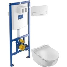 Комплект подвесной унитаз Jacob Delafon Odeon Rive Gauche EDR102-00 + E24889-00 + система инсталляции Villeroy & Boch 92246100 + 92249068