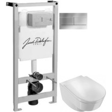 Комплект подвесной унитаз Jacob Delafon Odeon Rive Gauche EDR102-00 + E24888-00 + система инсталляции Jacob Delafon E5504-NF + E4316-CP