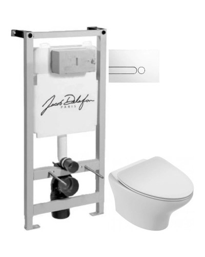 Комплект подвесной унитаз Jacob Delafon Nouvelle Vague EDJ102-00 + E20069-00 + система инсталляции Jacob Delafon E5504-NF + E4326-00