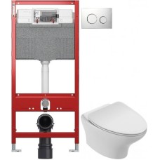 Комплект подвесной унитаз Jacob Delafon Nouvelle Vague EDJ102-00 + E20069-00 + система инсталляции Tece 9300302 + 9240921