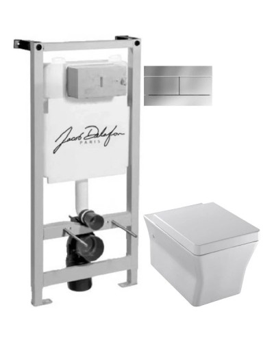 Комплект подвесной унитаз Jacob Delafon Reve E4811-00 + система инсталляции Jacob Delafon E5504-NF + E4316-CP