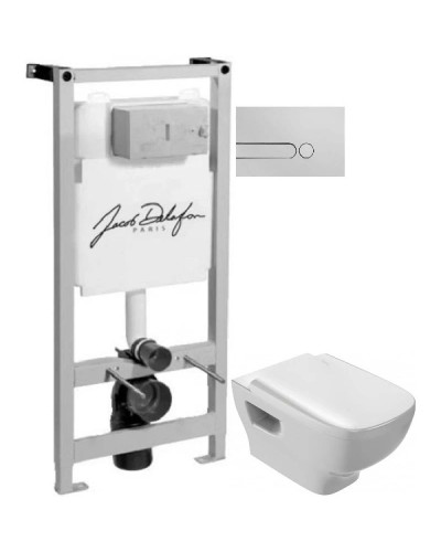 Комплект подвесной унитаз Jacob Delafon Struktura EDE102-00 + E70024-00 + система инсталляции Jacob Delafon E5504-NF + E4326-CP