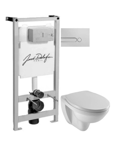 Комплект подвесной унитаз Jacob Delafon Patio EDV102-00 + E70021-00 + система инсталляции Jacob Delafon E5504-NF + E4326-CP