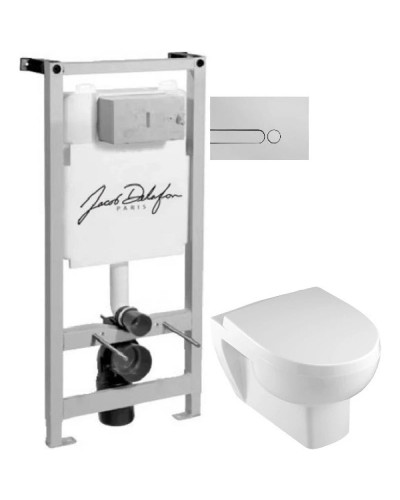 Комплект подвесной унитаз Jacob Delafon Odeon Up E4764-00+8409K + система инсталляции Jacob Delafon E5504-NF + E4326-CP