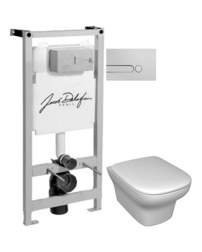 Комплект подвесной унитаз Jacob Delafon Vox EDM102-00 + E20142-00 + система инсталляции Jacob Delafon E5504-NF + E4326-CP