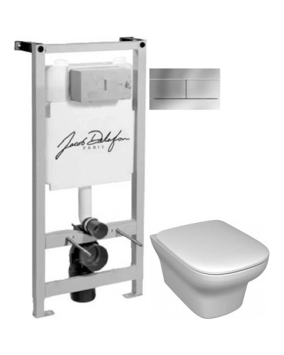 Комплект подвесной унитаз Jacob Delafon Vox EDM102-00 + E20142-00 + система инсталляции Jacob Delafon E5504-NF + E4316-CP