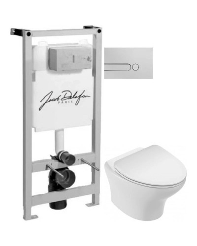 Комплект подвесной унитаз Jacob Delafon Nouvelle Vague EDK102-00 + E22124-00 + система инсталляции Jacob Delafon E5504-NF + E4326-CP