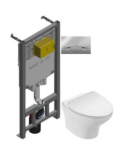 Комплект подвесной унитаз Jacob Delafon Nouvelle Vague EDK102-00 + E22124-00 + система инсталляции Jacob Delafon E29025-NF + E29027-CP