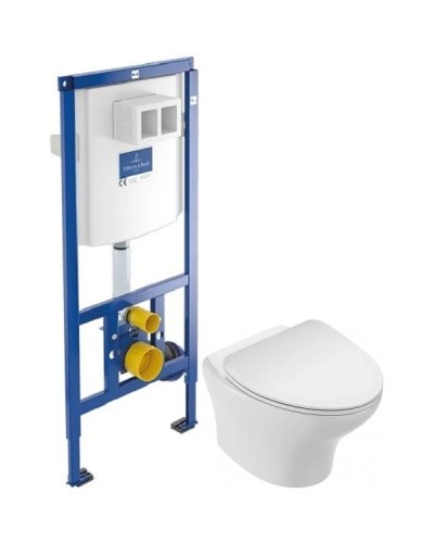 Комплект подвесной унитаз Jacob Delafon Nouvelle Vague EDK102-00 + E22124-00 + система инсталляции Villeroy & Boch 92246100