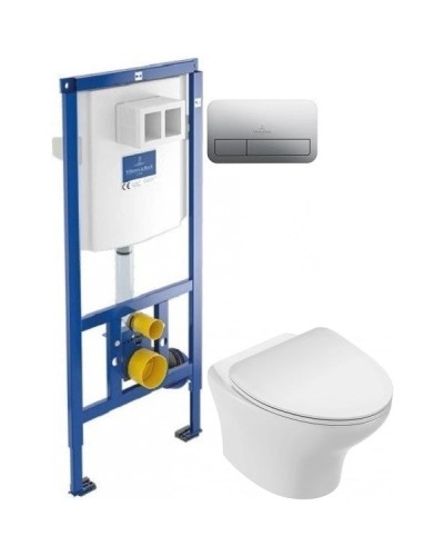 Комплект подвесной унитаз Jacob Delafon Nouvelle Vague EDK102-00 + E22124-00 + система инсталляции Villeroy & Boch 92246100 + 92249061