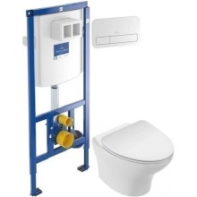 Комплект подвесной унитаз Jacob Delafon Nouvelle Vague EDK102-00 + E22124-00 + система инсталляции Villeroy & Boch 92246100 + 92249068