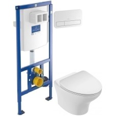 Комплект подвесной унитаз Jacob Delafon Nouvelle Vague EDK102-00 + E22124-00 + система инсталляции Villeroy & Boch 92246100 + 92249068