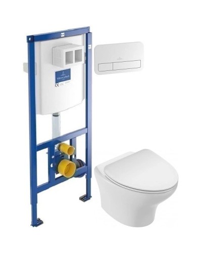 Комплект подвесной унитаз Jacob Delafon Nouvelle Vague EDK102-00 + E22124-00 + система инсталляции Villeroy & Boch 92246100 + 92249068