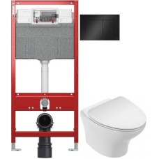 Комплект подвесной унитаз Jacob Delafon Nouvelle Vague EDK102-00 + E22124-00 + система инсталляции Tece 9300302 + 9240407