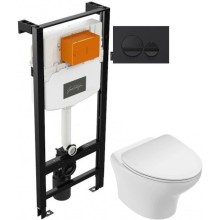 Комплект подвесной унитаз Jacob Delafon Nouvelle Vague EDK102-00 + E22124-00 + система инсталляции Jacob Delafon E24156-NF + E20859-7-BMT