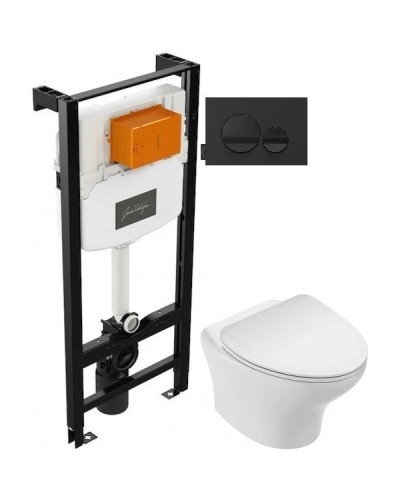 Комплект подвесной унитаз Jacob Delafon Nouvelle Vague EDK102-00 + E22124-00 + система инсталляции Jacob Delafon E24156-NF + E20859-7-BMT