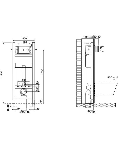 Комплект подвесной унитаз Teka Manacor 11.732.00.02 + система инсталляции Jacob Delafon E33131RU-NF + E20859-CP-MTC