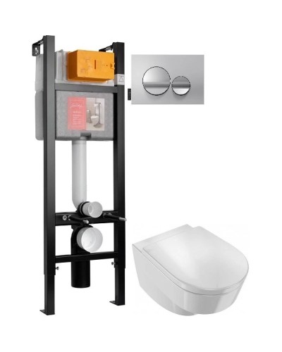 Комплект подвесной унитаз Jacob Delafon Odeon Rive Gauche EDR102-00 + E24888-00 + система инсталляции Jacob Delafon E33131RU-NF + E20859-CP-MTC