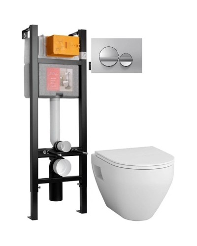 Комплект подвесной унитаз Am.Pm Spirit 2.0 C701738WH + C707857WH + система инсталляции Jacob Delafon E33131RU-NF + E20859-CP-MTC