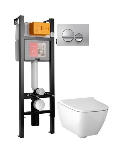 Комплект подвесной унитаз Geberit Smyle Square 500.683.01.1 + система инсталляции Jacob Delafon E33131RU-NF + E20859-CP-MTC