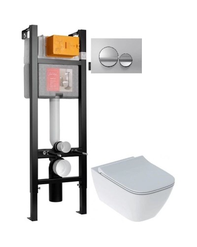 Комплект подвесной унитаз Geberit Smyle Square 500.685.01.1 + система инсталляции Jacob Delafon E33131RU-NF + E20859-CP-MTC
