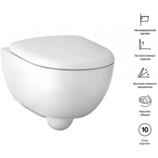 Комплект подвесной унитаз Geberit Renova Compact 500.803.00.1 + система инсталляции Jacob Delafon E24156-NF + E20859-7-BMT