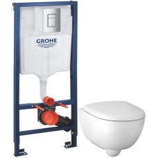 Комплект подвесной унитаз Geberit Renova Compact 500.803.00.1 + система инсталляции Grohe 38772001