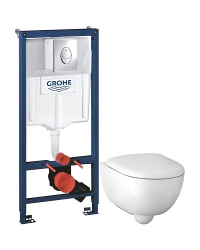 Комплект подвесной унитаз Geberit Renova Compact 500.803.00.1 + система инсталляции Grohe 38721001
