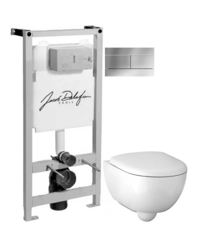 Комплект подвесной унитаз Geberit Renova Compact 500.803.00.1 + система инсталляции Jacob Delafon E5504-NF + E4316-CP