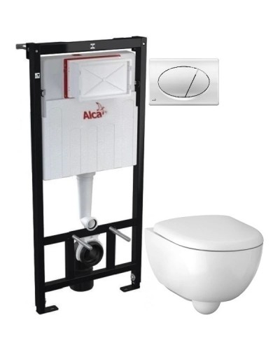 Комплект подвесной унитаз Geberit Renova Compact 500.803.00.1 + система инсталляции AlcaPlast AM101/11203:1RUSSETM71