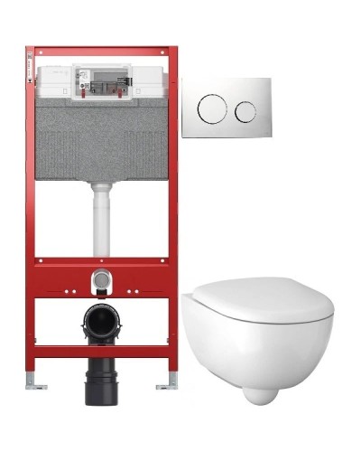 Комплект подвесной унитаз Geberit Renova Compact 500.803.00.1 + система инсталляции Tece 9300302 + 9240921