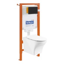 Комплект подвесной унитаз BelBagno Kraft BB064CHR + BB2111SC + система инсталляции BelBagno BB002-80 + BB007-PR-NERO.M
