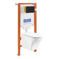 Комплект подвесной унитаз BelBagno Kraft BB064CHR + BB2111SC + система инсталляции BelBagno BB002-80 + BB007-PR-NERO.M